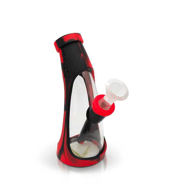 5.5" Waxmaid Horn Mini: Red and Black - Silicone Glass Hybrid Bong