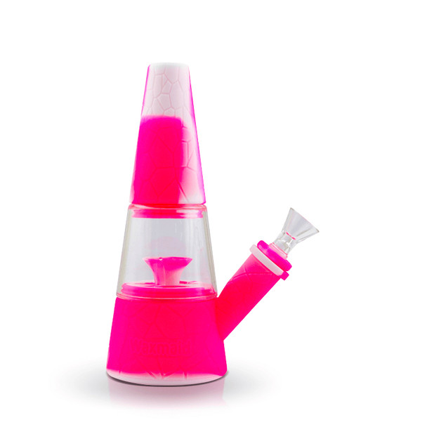 7.8" Waxmaid Fountain: Pink Cream - Silicone and Glass Hybrid Bong