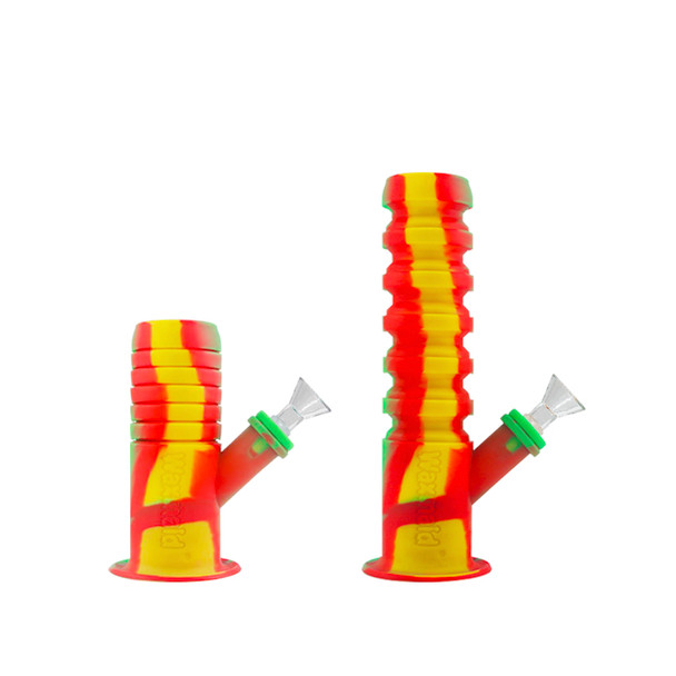 8.5" Waxmaid Springer Mini: Portable Silicone Bong - Rasta