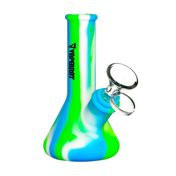 Portable Dabbing Rig: 5" Mini Silicone Bong: Blue Green White