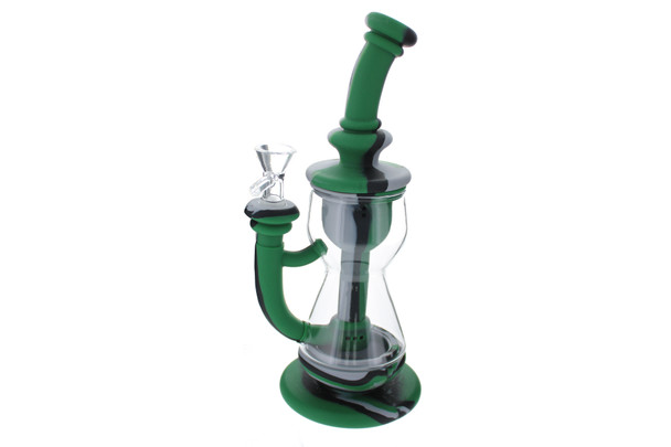 10" Silicone Incycler Dab Rig Water Pipe - Army Green Grey Black