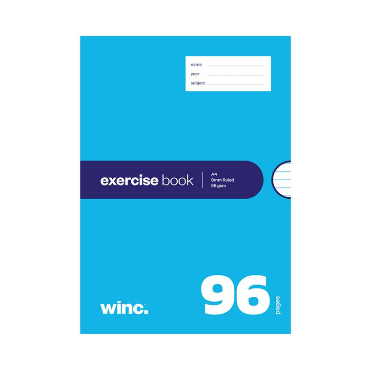 Exercise Book A4 8mm Ruled 56gsm Red Margin 96 Pages