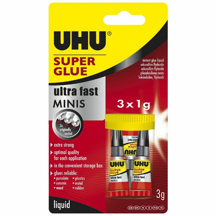 GLUE UHU SUPER GLUE MINIS 3 X 1ML