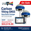 Carlson Viking  GNSS Base/Rover  package w/Carlson RT4+ Collector &  SurvPC software