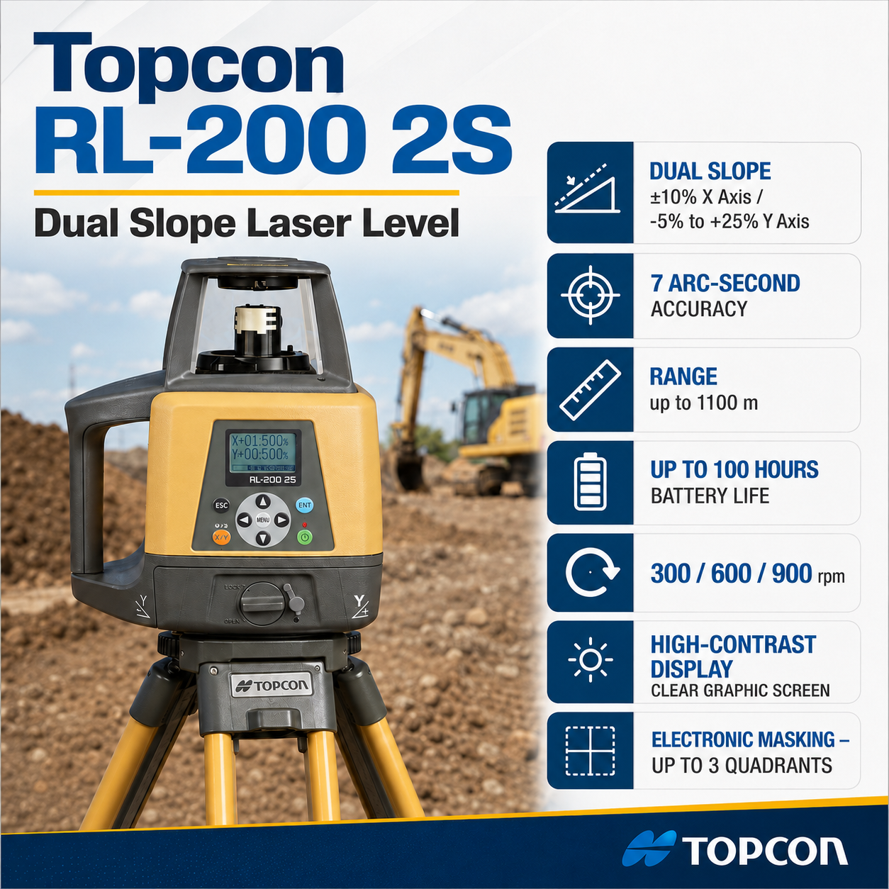 RL-200 2S (-5 to +25%) Dual Slope Laser, Alkaline. NO SENSOR