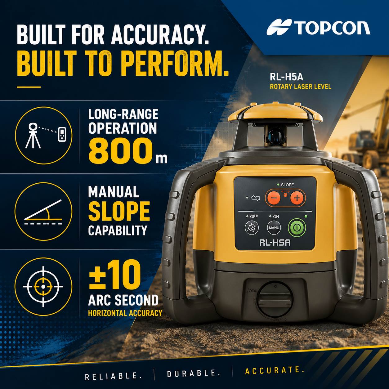 Topcon RL-H5A Horizontal Laser , w/ Receiver, Alkaline. (1021200-50LS-100