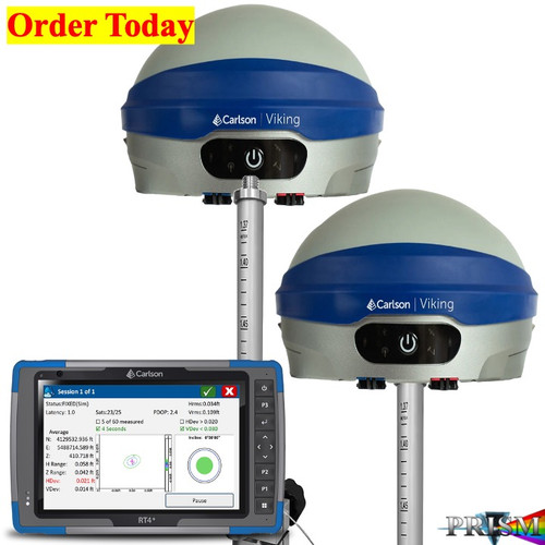 Carlson Viking  GNSS Base/Rover  package w/Carlson RT4+ Collector &  SurvPC software