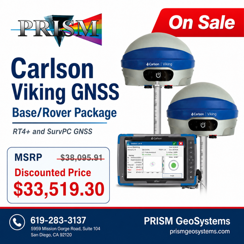 Carlson Viking  GNSS Base/Rover  package w/Carlson RT4+ Collector &  SurvPC software
