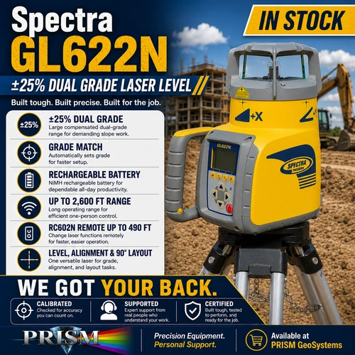 Spectra GL622N  ± 25%  Dual Grade w/ HL760 Receiver , RC602N remote, Rech. Batt.