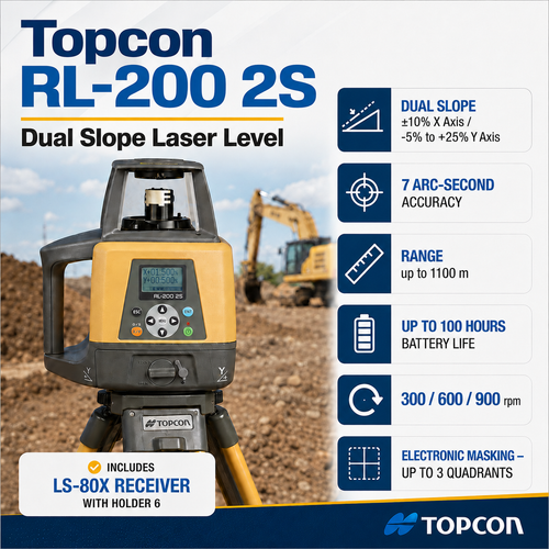 RL-200 2S (-5 to +25%) Dual Slope Laser, Alkaline. LS-80X Sensor Alkaline.