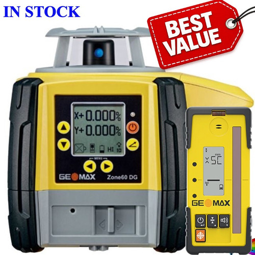 Geomax Zone 60DG up to 15% Dual Grade Laser Level, ZRB90 receiver w/Certificate of