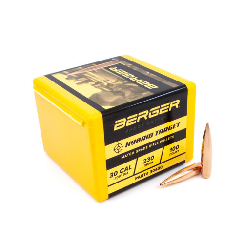 230 Grain Hollow Point Boat Tail 30 Caliber (.308 Diameter) Berger Hybrid Target Bullets