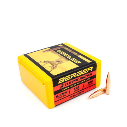 135 Grain Classic Hunter 6.5mm (.264 Diameter) Berger Hunting Bullets 264 Caliber