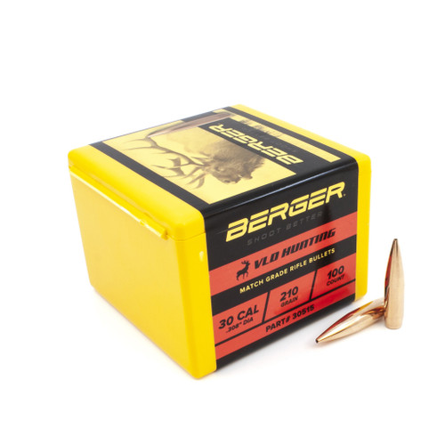 210 Grain VLD 30 Caliber (.308 Diameter) Berger Hunting Bullets (Bx of 100)