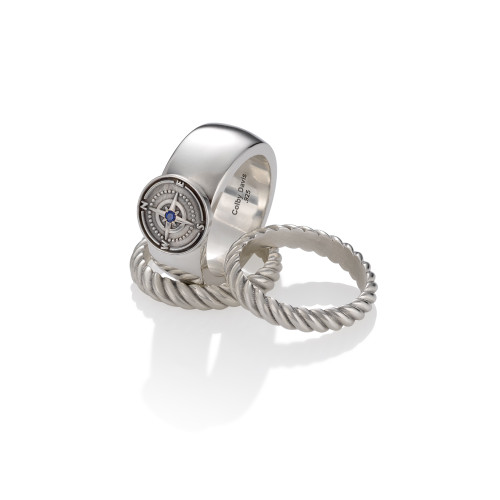 Sterling Silver Rowe's Wharf Stackable Ring with Sapphire