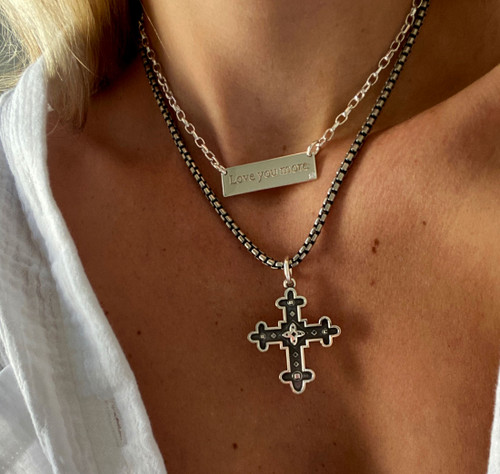 "Love You More" Bar Necklace - Sterling Silver "Love You More" Bar Necklace - Sterling Silver