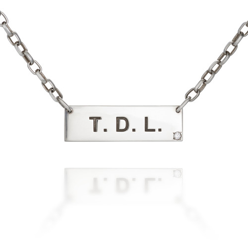 Initial Sterling Silver bar necklace