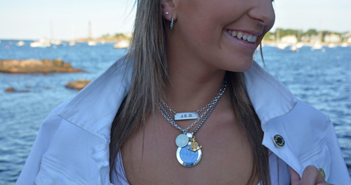 Initial Bar Necklace - Sterling Silver Initial Bar Necklace - Sterling Silver
