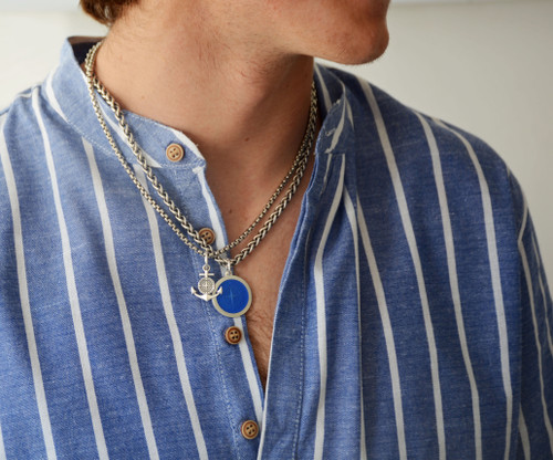 Colby Davis Pendant: Men's Medium Compass Rose - Sterling Silver