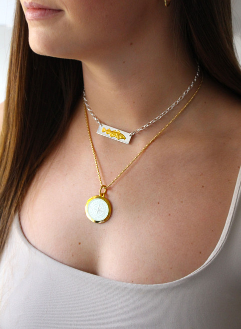 Golden Cod Bar Necklace - Sterling Silver & Gold Vermeil