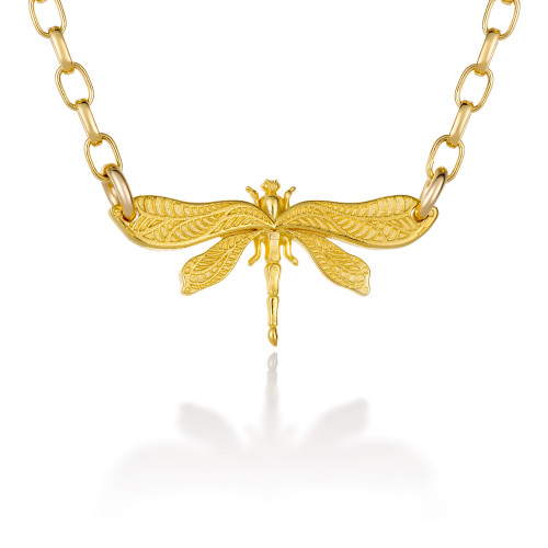 Dragonfly Gold Vermeil Bar Necklace 