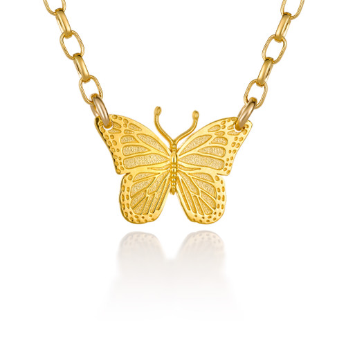 Butterfly Gold Vermeil Bar Necklace 