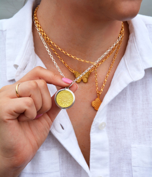 Colby Davis Pendant: Medium Sunflower - Sterling Silver