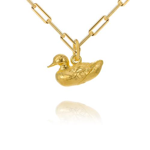 Colby Davis Pendant: Mother Duck Charm Gold Vermeil