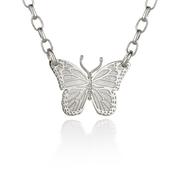 Buy White Round 925 Sterling Silver Women's Butterfly Pendant Necklace  Online at Best Prices in India - JioMart.