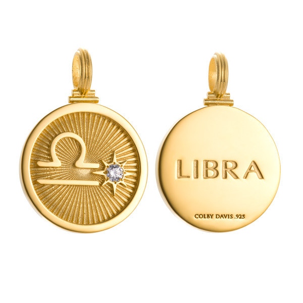 Colby Davis Pendant: Libra Zodiac – Gold Vermeil - www