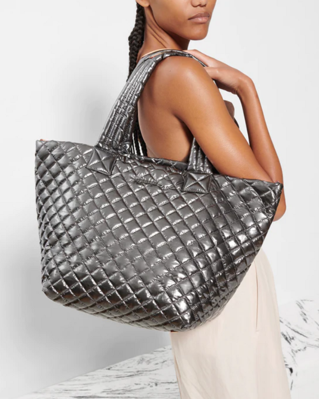 MZ Wallace Anthracite Metallic Metro Crossbody