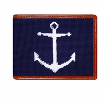 Needlepoint Bi-Fold Wallet - Anchor Navy 