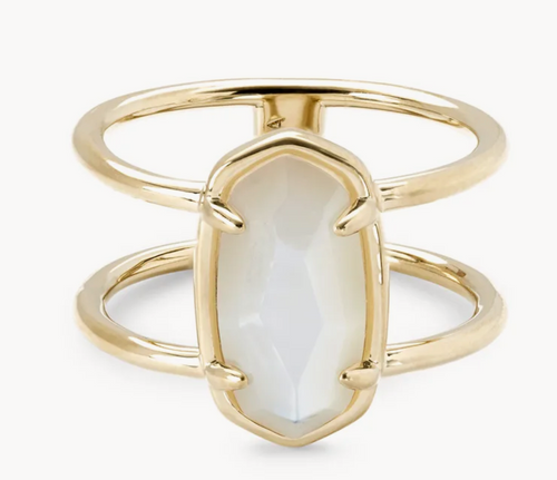 Elyse Double Band Ring - Gold Vermeil Ivory Mother of Pearl 