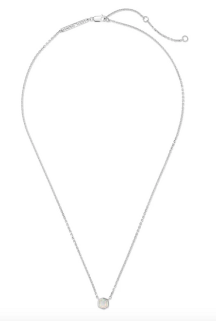 Davie Pendant Necklace - Sterling Silver White Opal 