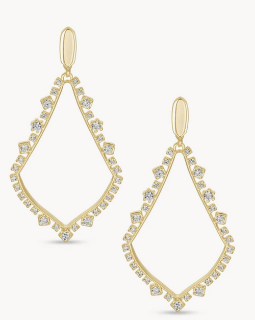 Pave Sophee Clip on Earrings - Gold Metal White Cz 