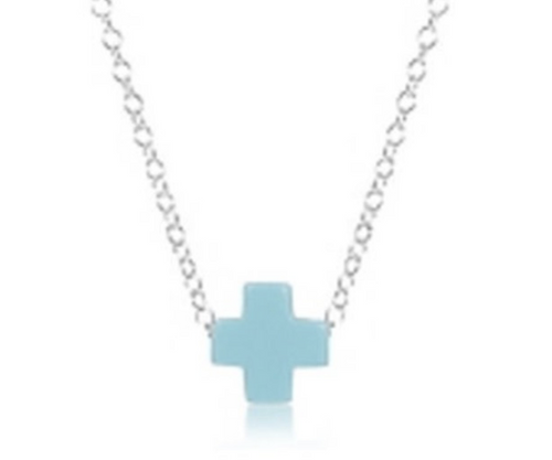16" Necklace Sterling - Signature Cross Turquoise