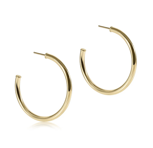 Round Gold 1.5" Post Hoop - 3mm Smooth Gold 