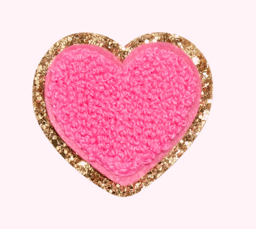 Glitter Heart Patches - Bubblegum 