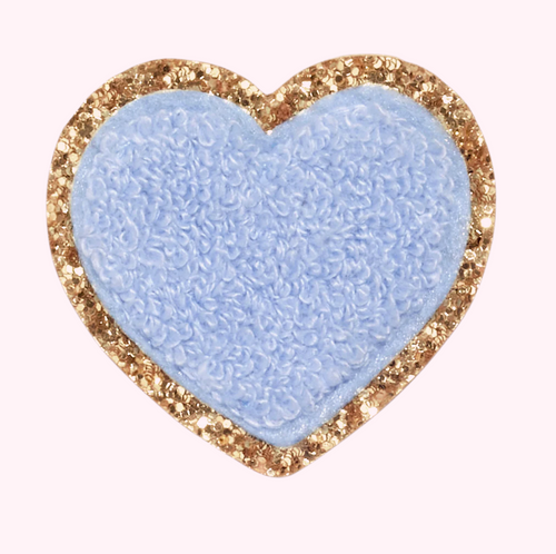 Mini Glitter Varsity Heart Patches - Periwinkle - Monkee's of