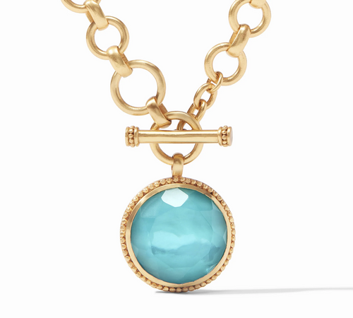 Flora Statement Necklace - Gold Iridescent Bahamian Blue