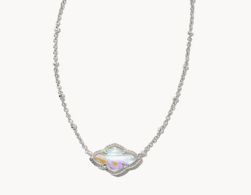 Abbie Pendant Necklace - Rhodium Iridescent Abalone 