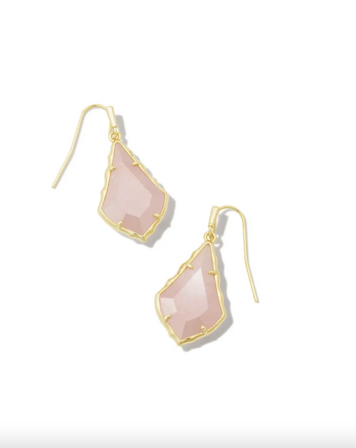 Alex Earrings - Gold Rose Quartz 