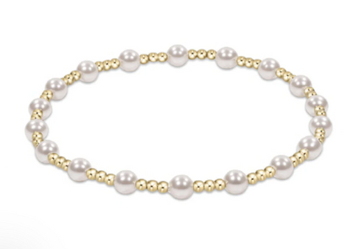 Classic Sincerity Pattern 4mm Bead Bracelet - Pearl 