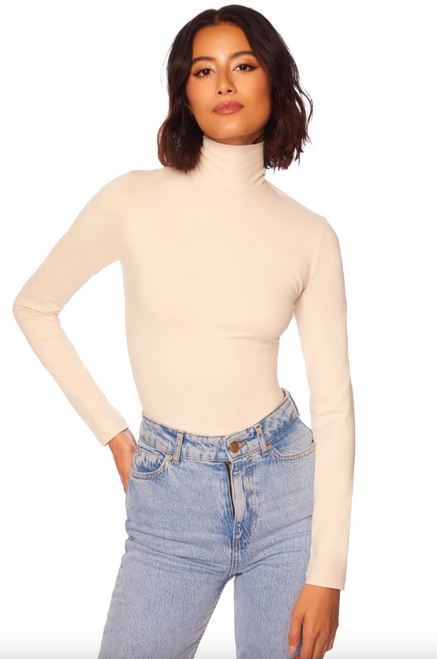 Mock Neck Long Sleeve Top 9” - Blanched Almond 