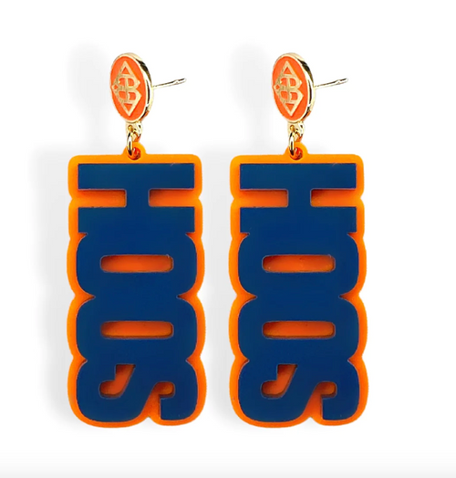 Navy and Orange HOOS Earrings - Navy/ Orange 
