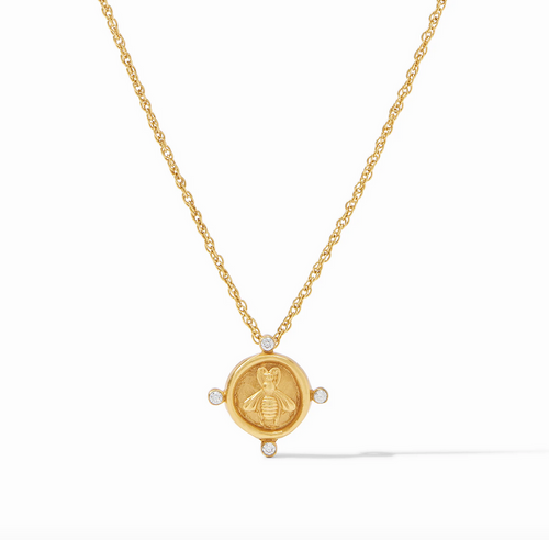 Bee Cameo Solitaire Necklace - Gold 