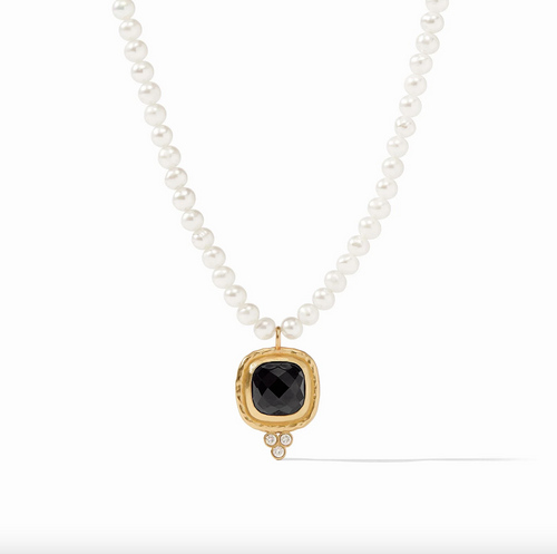 Tudor Delicate Necklace - Gold Obsidian Black 