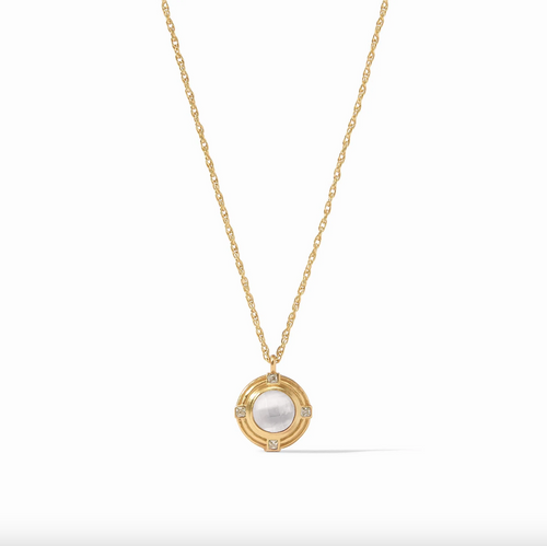 Astor Solitaire Necklace - Gold Iridescent Clear Crystal 