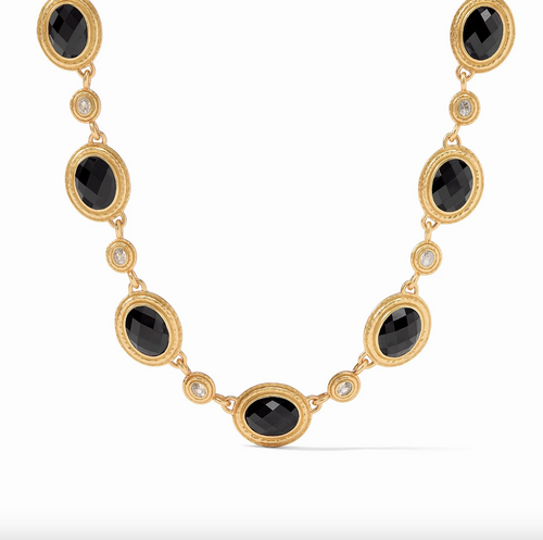Tudor Stone Necklace - Gold Obsidian Black