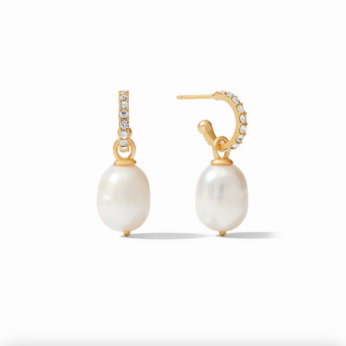 Odette Pearl Hoop & Charm Earring - Gold - CZ/Pearl - OS